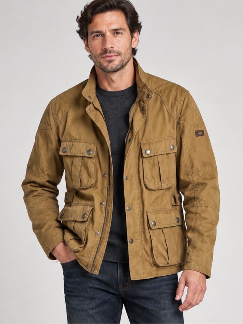 Barbour Men's Field Jacket in Brown - Barbour Style Utility Coat size M